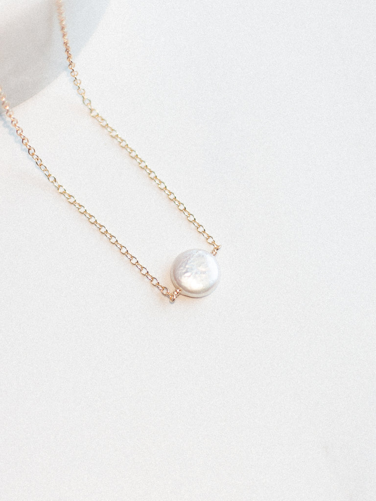 Suspended Pearl Coin Necklace